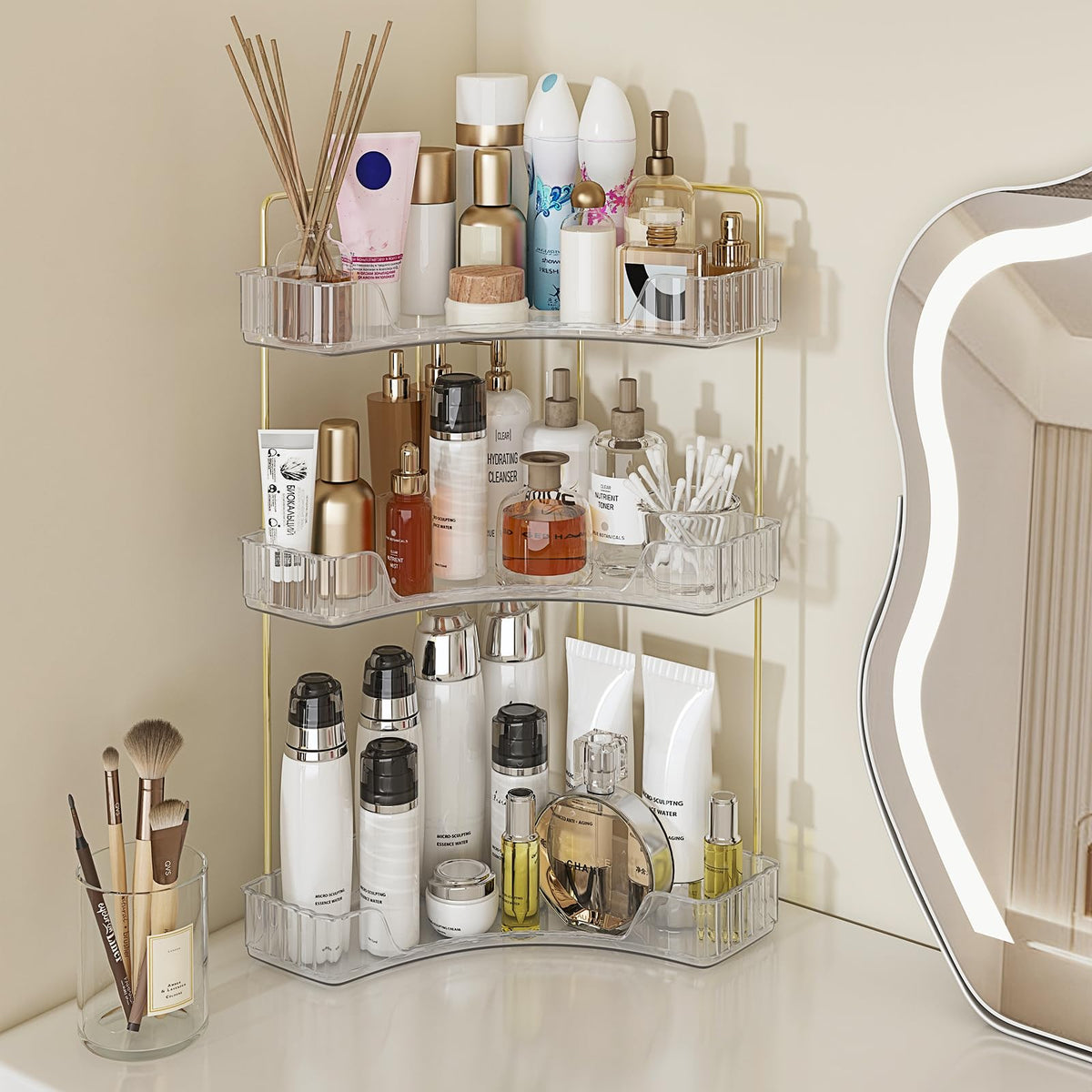 Webetop Corner Bathroom Shelf, 3 Tier Countertop Organizer for Vanity