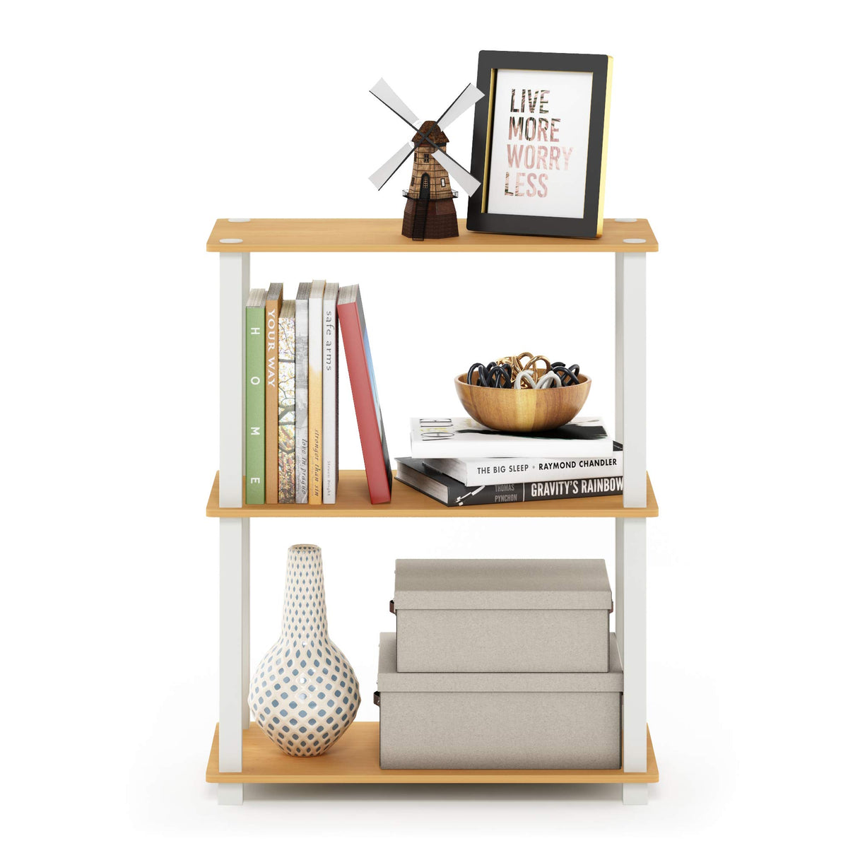Furinno TURN-N-TUBE Corner Shelf, 5-Tier Corner Bookshelf, Open Storage Shelves, for Organization and Storage, Living Room, Home Office, Garage, Bedroom, Espresso