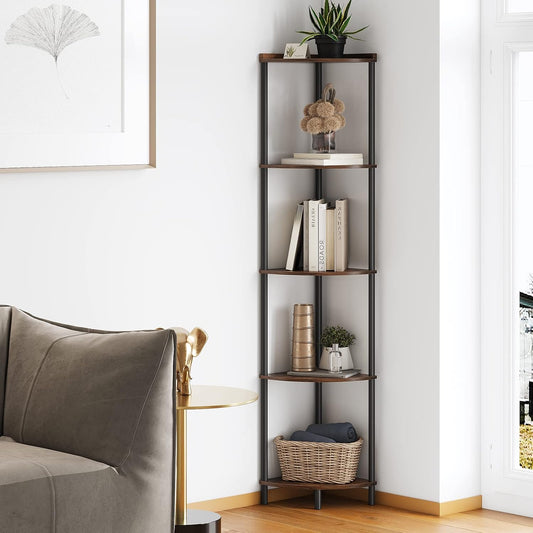 SUNMORY 5 Tier Corner Shelf, 65" Tall Corner Shelves for Living Room Decor