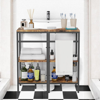 CADUKE Pedestal Sink Storage, 2 Pack Bathroom Under Vanity Storage Shelf