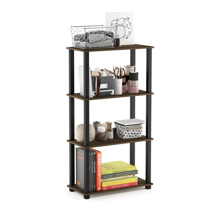 Furinno TURN-N-TUBE Corner Shelf, 5-Tier Corner Bookshelf, Open Storage Shelves, for Organization and Storage, Living Room, Home Office, Garage, Bedroom, Espresso