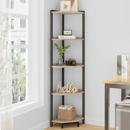 Hzuaneri Corner Shelf Stand 4-Tier Corner Bookshelf Storage Standing Shelf