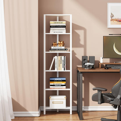 TUTOTAK Corner Shelf with LED Light, 6-Tier Corner Bookshelf