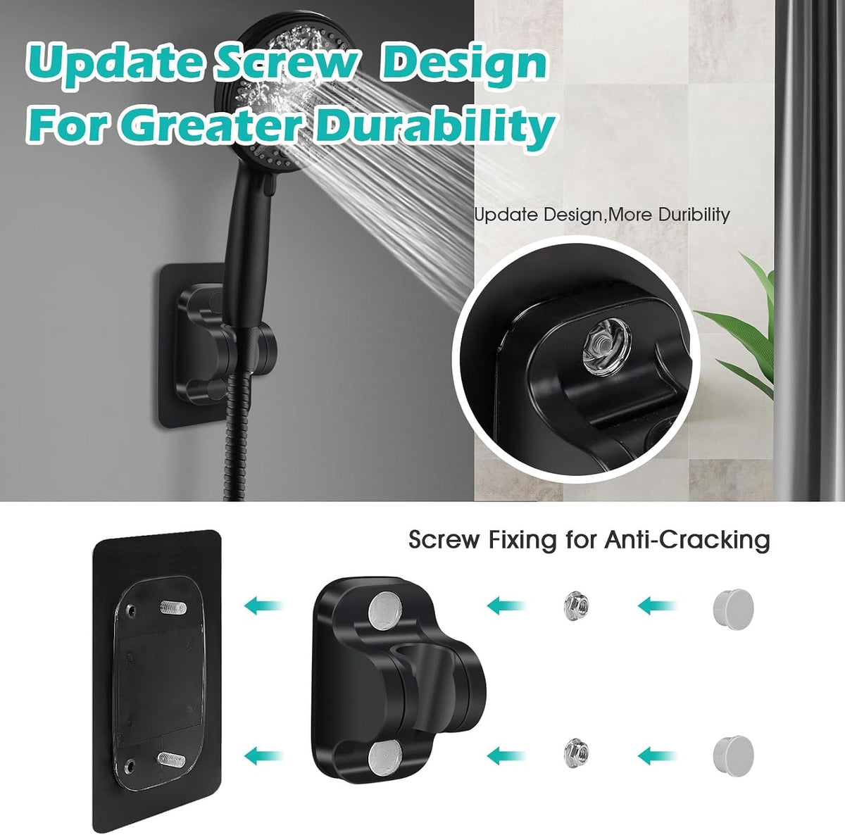 Adjustable Shower Head Holder Replacement, Strong Self Adhesive