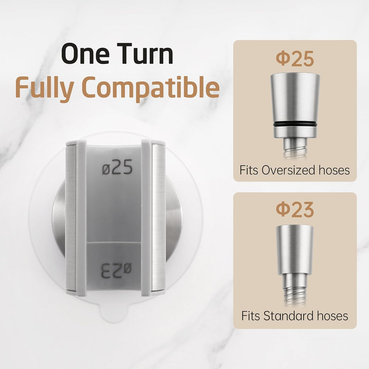 KES All Metal Shower Head Holder, Dual-Size Opening, Brushed Steel