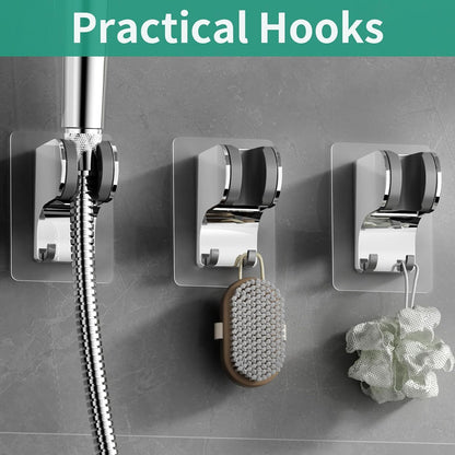 Hand Held Shower Head Holder Wall Mount, 2 Hooks, Chrome, 1 Pack