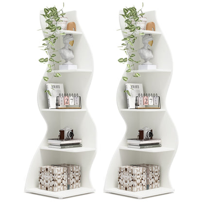 Tribesigns Corner Shelf, Modern 5-Tier Wall Corner Bookshelf, Stylish Corner Small Bookcase Storage Rack Plant Stand with Unique Shape for Living Room, Home Office (Sage Green, 1PC)