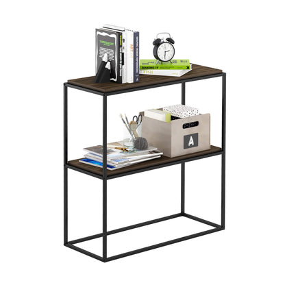Furinno TURN-N-TUBE Corner Shelf, 5-Tier Corner Bookshelf, Open Storage Shelves, for Organization and Storage, Living Room, Home Office, Garage, Bedroom, Espresso