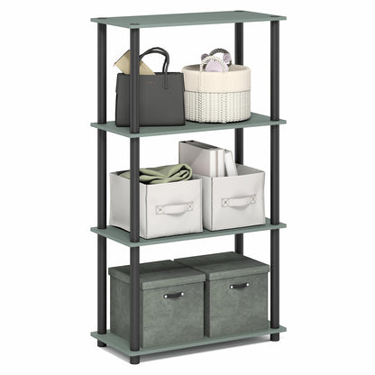 Furinno TURN-N-TUBE Corner Shelf, 5-Tier Corner Bookshelf, Open Storage Shelves, for Organization and Storage, Living Room, Home Office, Garage, Bedroom, Espresso