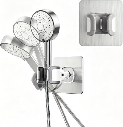 Adjustable Shower Head Holder Adhesive & Drill 2-in-1 with 360° Swivel