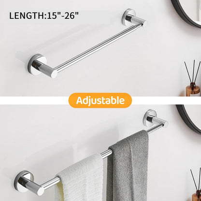 BESy Adjustable Towel Bar Towel Racks for Bathroom Rod Wall Mounted Chrome