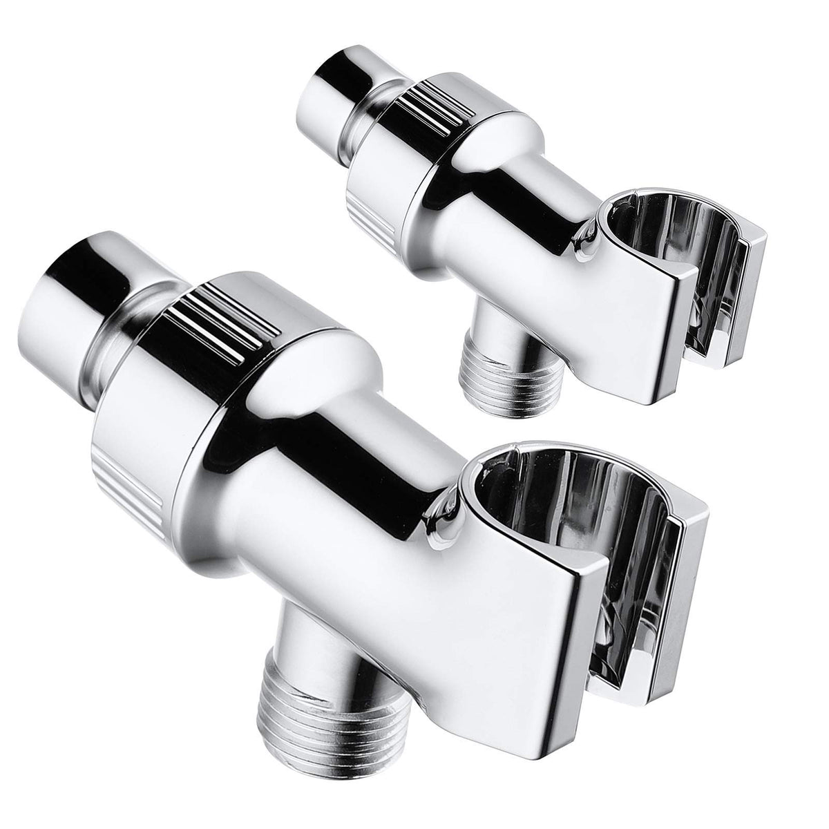Universal Shower Head Holder for Hand Held Showerheads, Adjustable Shower Arm Mount Bracket with Brass Pivot Ball, Shower Head Connector - Chrome