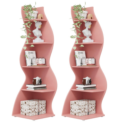 Tribesigns Corner Shelf, Modern 5-Tier Wall Corner Bookshelf, Stylish Corner Small Bookcase Storage Rack Plant Stand with Unique Shape for Living Room, Home Office (Sage Green, 1PC)