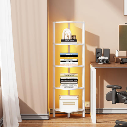 TUTOTAK Corner Shelf with LED Light, 6-Tier Corner Bookshelf