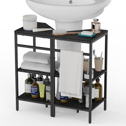 CADUKE Pedestal Sink Storage, 2 Pack Bathroom Under Vanity Storage Shelf