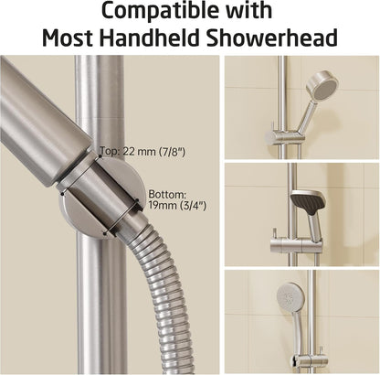 KES No Drill 30-Inch Shower Slide Bar with Adjustable Handheld Shower Head Holder, Self Adhesive, Universal Fit, SUS304 Brushed Stainless Steel Drill-Free for Bathroom, F209S78DF-BS