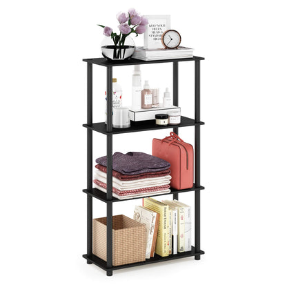 Furinno TURN-N-TUBE Corner Shelf, 5-Tier Corner Bookshelf, Open Storage Shelves, for Organization and Storage, Living Room, Home Office, Garage, Bedroom, Espresso