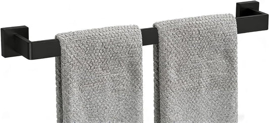 24 Inch Bathroom Towel Bar SUS304 Stainless Steel Matte Black Towel Holder Wall Mounted Heavy Duty Towel Rack Bathroom Towel Rod Modern Square Base Design(1, Matte Black, 24 Inch)