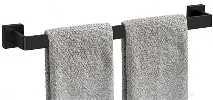 24 Inch Bathroom Towel Bar SUS304 Stainless Steel Matte Black Towel Holder Wall Mounted Heavy Duty Towel Rack Bathroom Towel Rod Modern Square Base Design(1, Matte Black, 24 Inch)