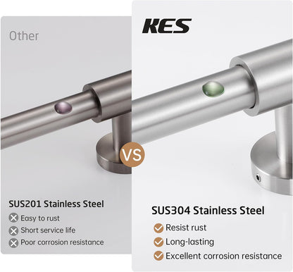 KES No Drill 30-Inch Shower Slide Bar with Adjustable Handheld Shower Head Holder, Self Adhesive, Universal Fit, SUS304 Brushed Stainless Steel Drill-Free for Bathroom, F209S78DF-BS