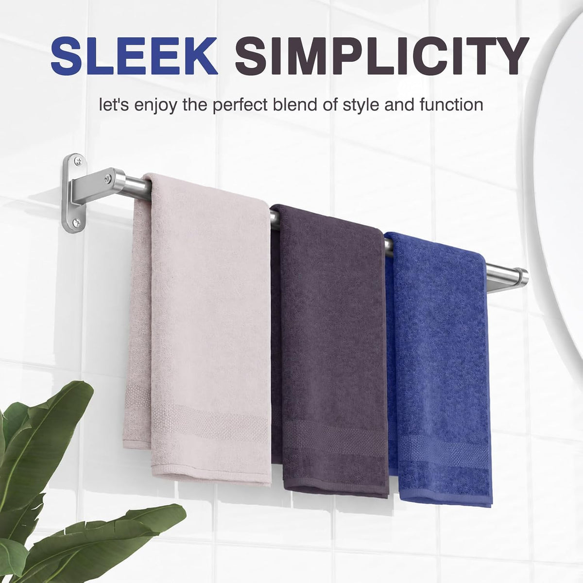 Powools Brushed Nickel 24" Towel Rack, Rustproof Wall Mounted Towel Bar