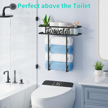 HapiRm Wall Mounted Towel Rack for Bathroom, Towel Storage for Above Toilet