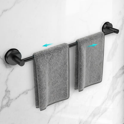 Adjustable Suction Cup Towel Bar for Bathroom Wall,14.6Inch~24 Inch Towel Racks for Bathroom,Stainless Steel Bath Towel Holder for Shower(Brushed Silver)