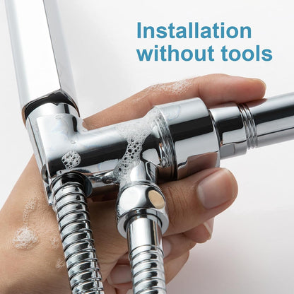 OFFO Shower Head Holder for Handheld Shower Head, Adjustable Shower Arm Mount for Connecting Shower Arm and Shower Hose, 1/2 Inch IPS Female Inlet and Male Outlet, Chrome Finish