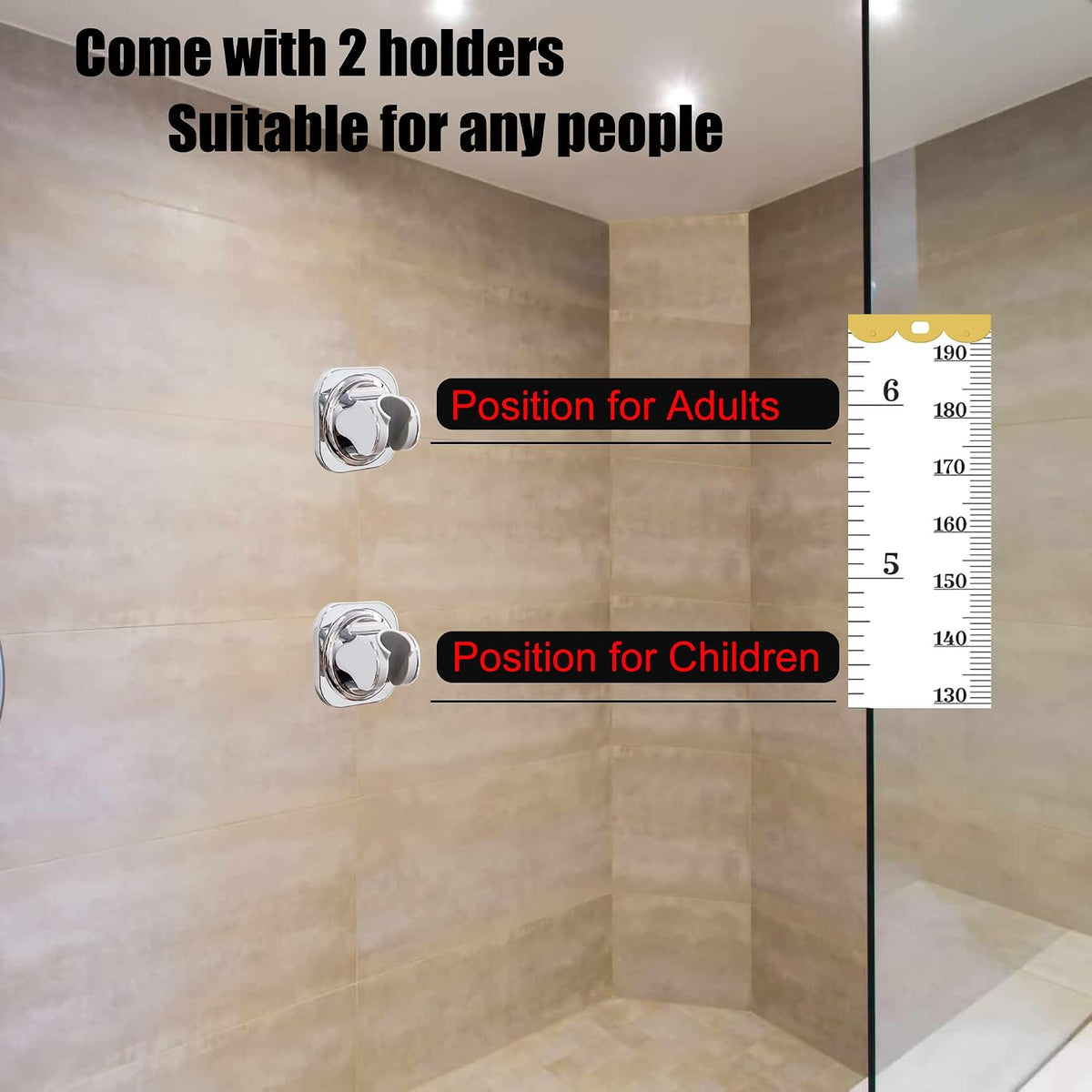Shower Head Holder, Adjustable Handheld Shower Head Holder Adhesive or Screw Wall Mount Shower Wand Holder Waterproof by Lofekea (2 Pack, Chrome)