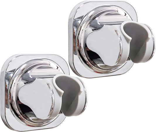Shower Head Holder, Adjustable Handheld Shower Head Holder Adhesive or Screw Wall Mount Shower Wand Holder Waterproof by Lofekea (2 Pack, Chrome)