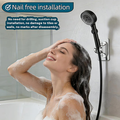 Shower Head Bracket wall Mounted - Heavy-Duty drillless Adjustable Handheld Shower Bracket | Strong Adhesive Installation Suitable for bathrooms, RVs, and Public Showers | Anti Rust ABS, Fix Firmly