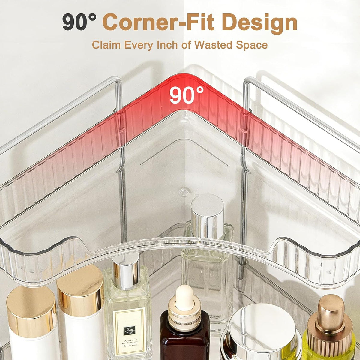 Goderewild Corner Bathroom Counter Organizer, 2-Tier Vanity Tray Shelf