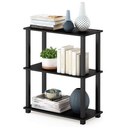 Furinno TURN-N-TUBE Corner Shelf, 5-Tier Corner Bookshelf, Open Storage Shelves, for Organization and Storage, Living Room, Home Office, Garage, Bedroom, Espresso