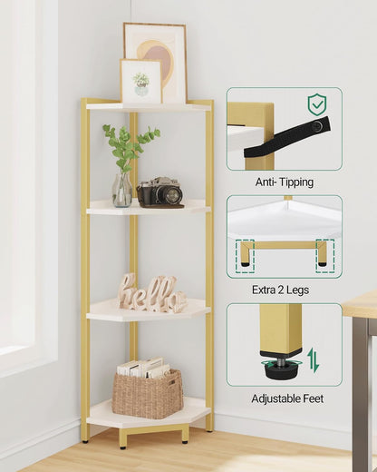 Hzuaneri Corner Shelf Stand 4-Tier Corner Bookshelf Storage Standing Shelf