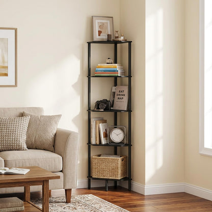 3 Tier Bamboo Corner Shelf, Storage Stand with Adjustable Feet, Small Spaces Corner Bookshelf, Plant Stand, Space-Saving Organizer Shelves, Small Corner Table for Bathroom Kitchen Living Room