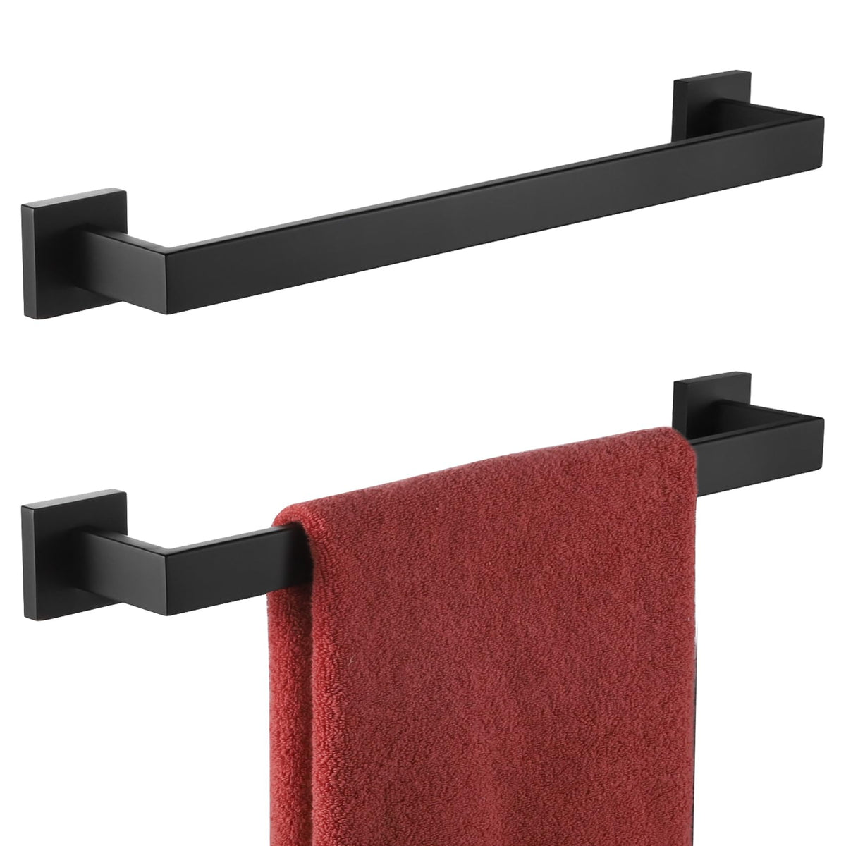KOKOSIRI 24-Inch Single Towel Bar, Bathroom Kitchen Towel Holder, Wall Mounted SUS304 Stainless Steel Towel Rack, Matte Black, B4003BK-L24