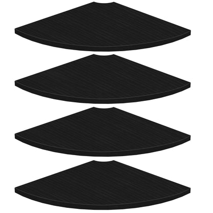 Homode Corner Floating Shelves, Set of 4 Round Corner Shelf Wall Mount with Cord Hole, 12 Inch Wood Curved Corner Hanging Shelf for Cable Box, Speaker, TV Cords, Books, Plants, White