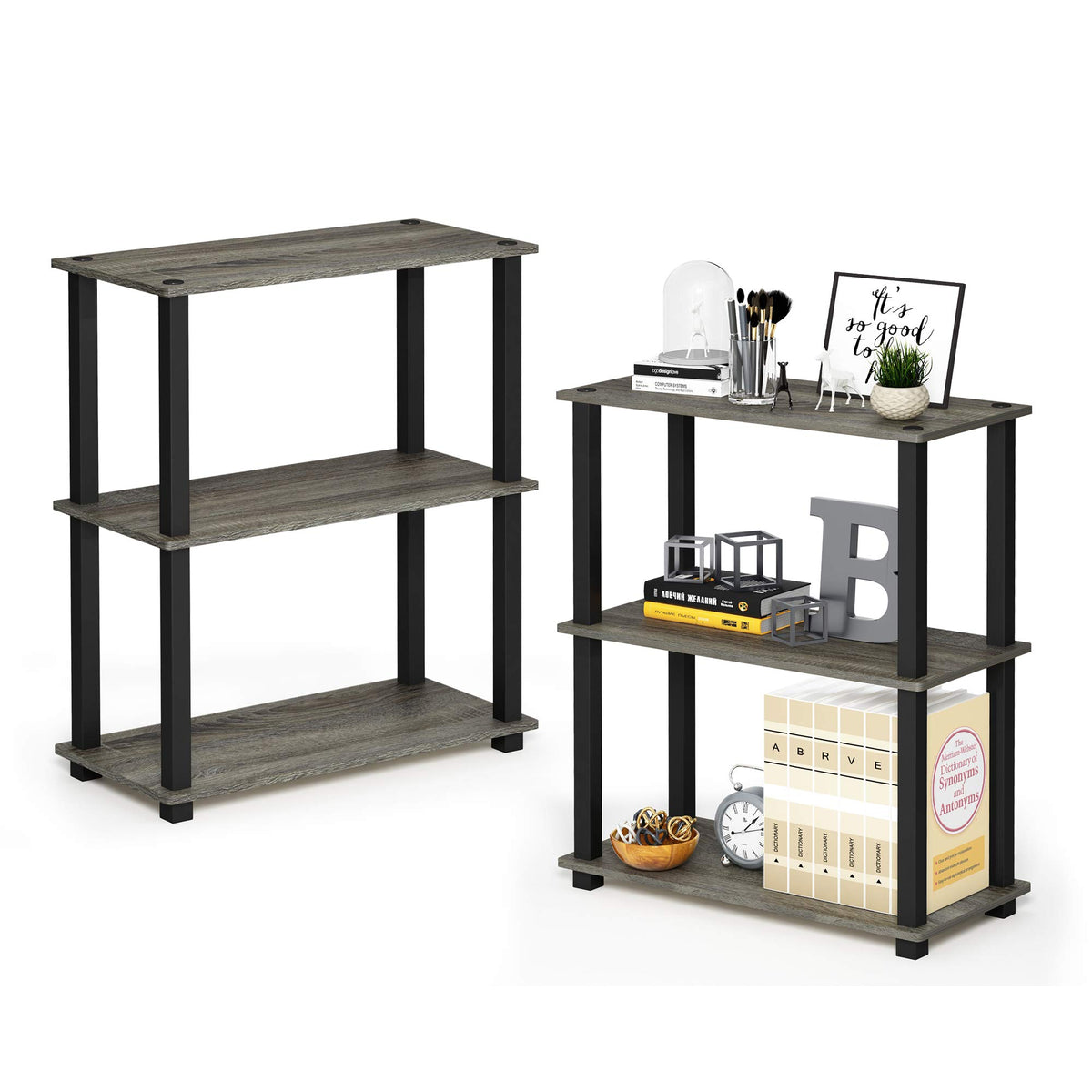 Furinno TURN-N-TUBE Corner Shelf, 5-Tier Corner Bookshelf, Open Storage Shelves, for Organization and Storage, Living Room, Home Office, Garage, Bedroom, Espresso