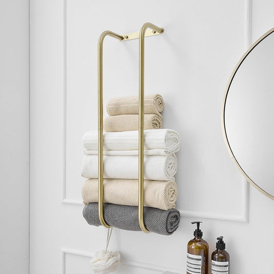 BWE Brushed Gold Towel Racks for Bathroom Wall Mounted for Rolled Towels