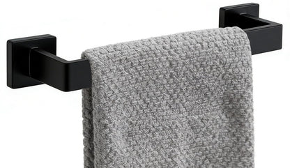 24 Inch Bathroom Towel Bar SUS304 Stainless Steel Matte Black Towel Holder Wall Mounted Heavy Duty Towel Rack Bathroom Towel Rod Modern Square Base Design(1, Matte Black, 24 Inch)
