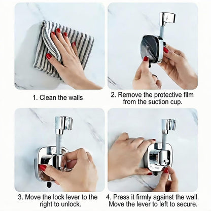 360° Swivel Shower Head Holder with Strong Suction Cup, Adjustable No Drill