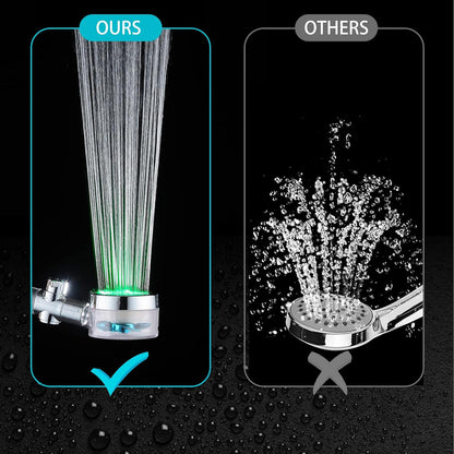 ANTOWER LED Shower Head with Handheld High Pressure Shower Heads Set with 79 Inch Shower Hose,Shower Holder,4 PP Cotton Filters,Turbo Fan Shower Water Temperature-Controlled One Key Pause Switch