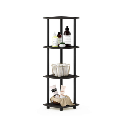Furinno Turn-N-Tube Corner Shelf, 5-Tier Corner Bookshelf, Open Storage Shelves, for Organization and Storage, Living Room, Home Office, Garage, Bedroom, Black Espresso