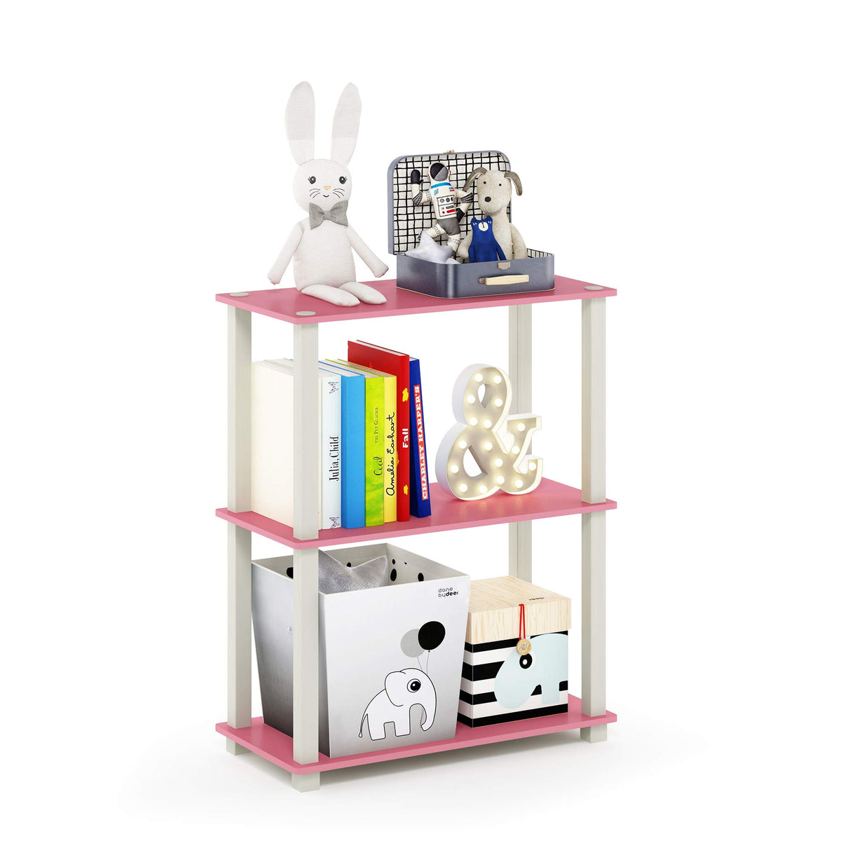 Furinno TURN-N-TUBE Corner Shelf, 5-Tier Corner Bookshelf, Open Storage Shelves, for Organization and Storage, Living Room, Home Office, Garage, Bedroom, Espresso