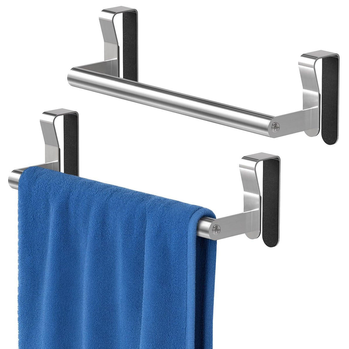 STWWO Over Cabinet Towel Holder, Brushed Dish Towel Rack Bars for Kitchen