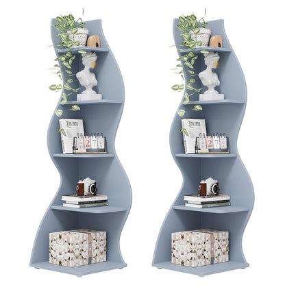 Tribesigns Corner Shelf, Modern 5-Tier Wall Corner Bookshelf, Stylish Corner Small Bookcase Storage Rack Plant Stand with Unique Shape for Living Room, Home Office (Sage Green, 1PC)