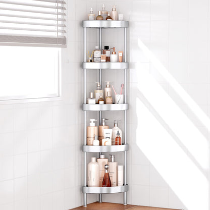 Nieifi 4 Tier Aluminum Corner Shower Caddy Standing Rustproof-Silver