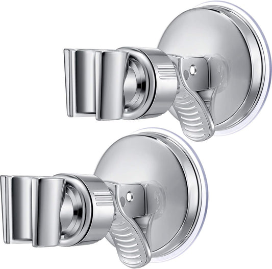 Zhehao 2 Pack Suction Cup Shower Head Holder, Adjustable, Silver Wrench