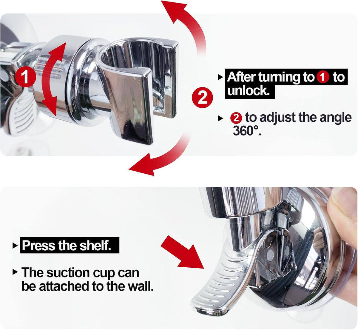 BlingKingdom 2 PCS Suction Handheld Shower Holders, 360° Adjustable