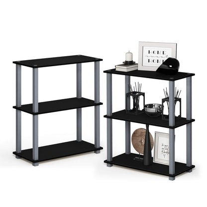 Furinno TURN-N-TUBE Corner Shelf, 5-Tier Corner Bookshelf, Open Storage Shelves, for Organization and Storage, Living Room, Home Office, Garage, Bedroom, Espresso